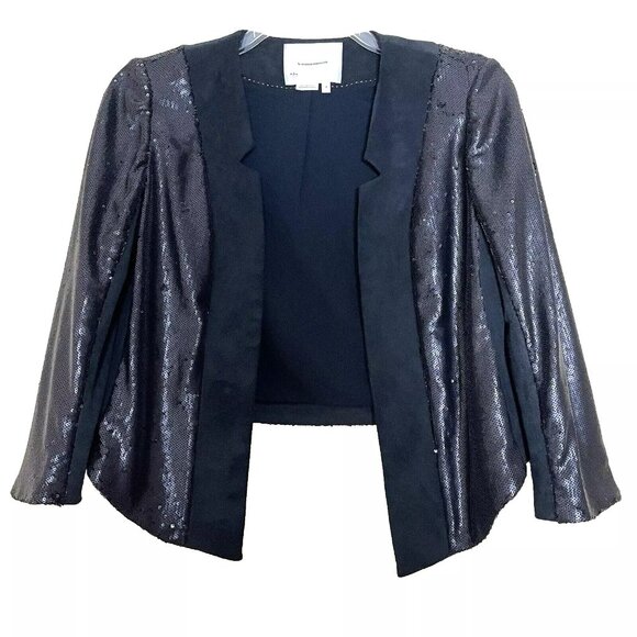 Anthropologie Shonda Sequined Open Front Cropped Blazer Jacket Small Party Event - Picture 3 of 13